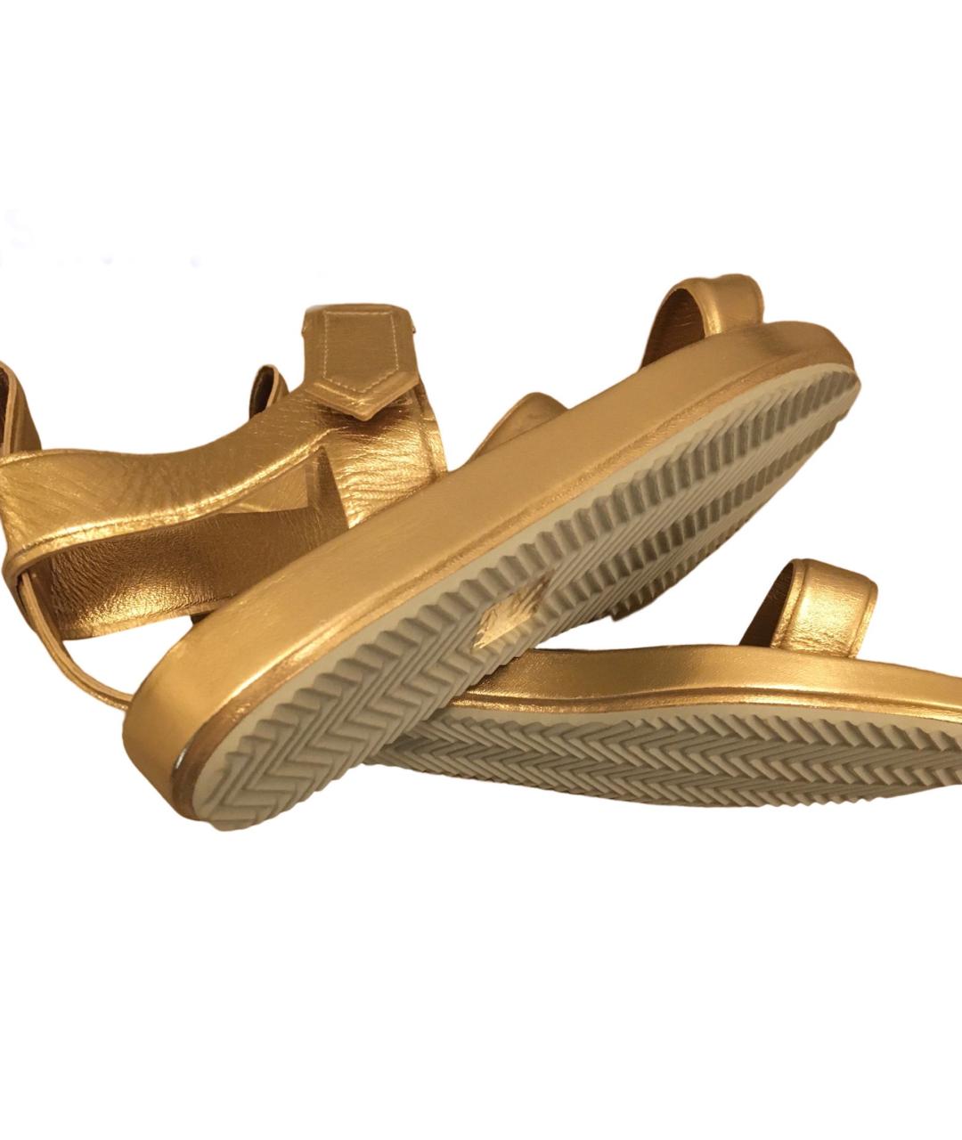 GOLDEN GOOSE DELUXE BRAND Золотые кожаные сандалии, фото 5