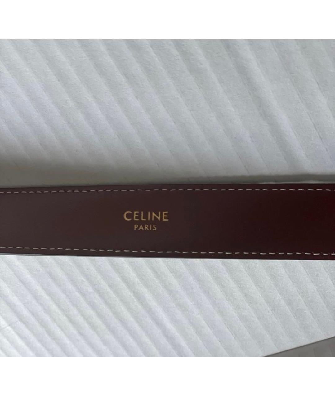CELINE Коричневый кожаный ремень, фото 3