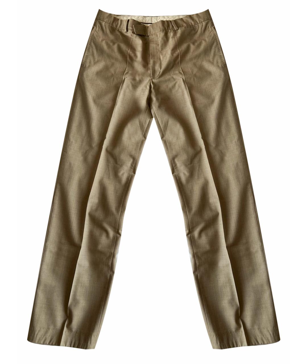 HERMES Коричневые льняные классические брюки, фото 1