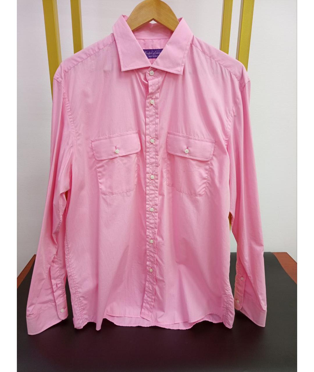 RALPH LAUREN PURPLE LABEL Розовая хлопковая классическая рубашка, фото 5