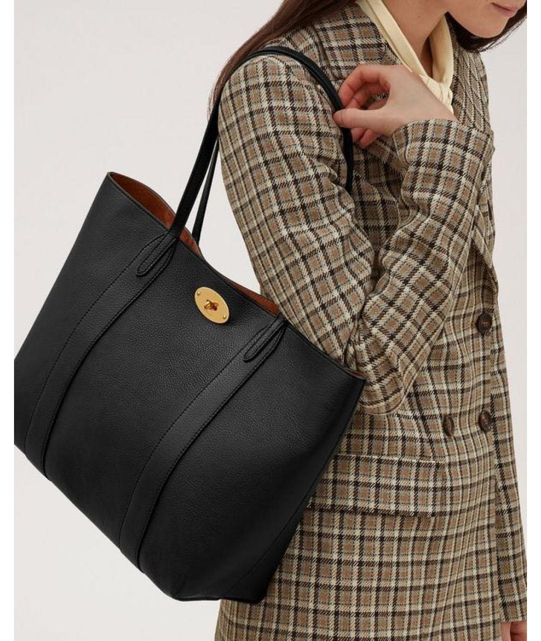 MULBERRY Черная кожаная сумка тоут, фото 3