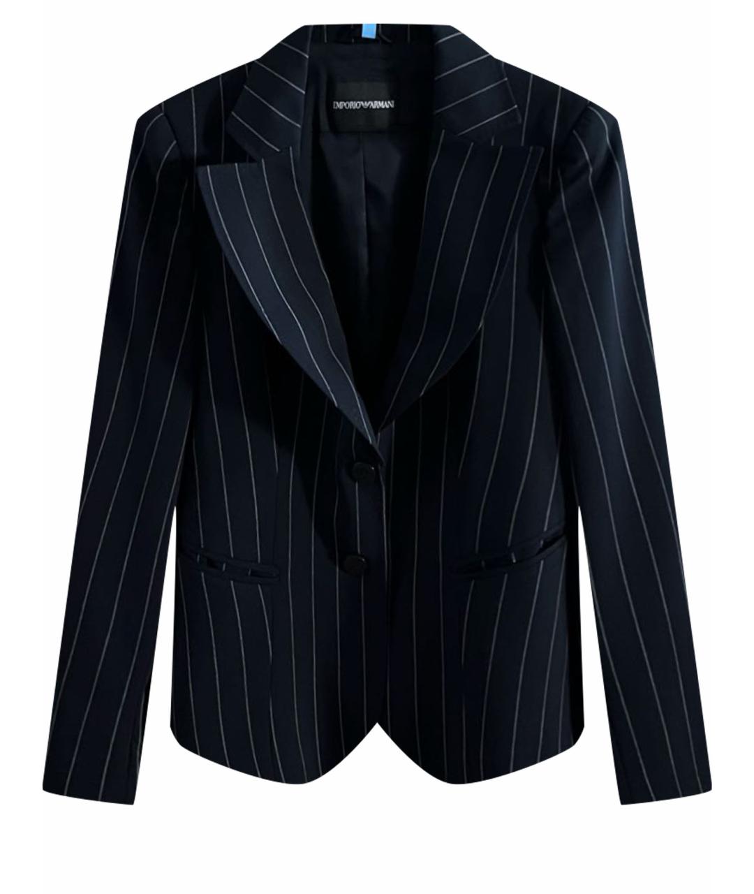 EMPORIO ARMANI Темно-синий шерстяной жакет/пиджак, фото 1