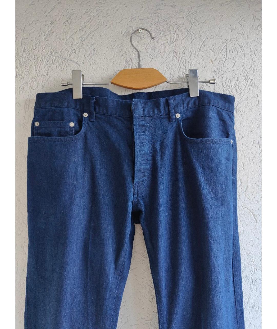DIOR HOMME Темно-синие хлопко-полиэстеровые прямые джинсы, фото 2