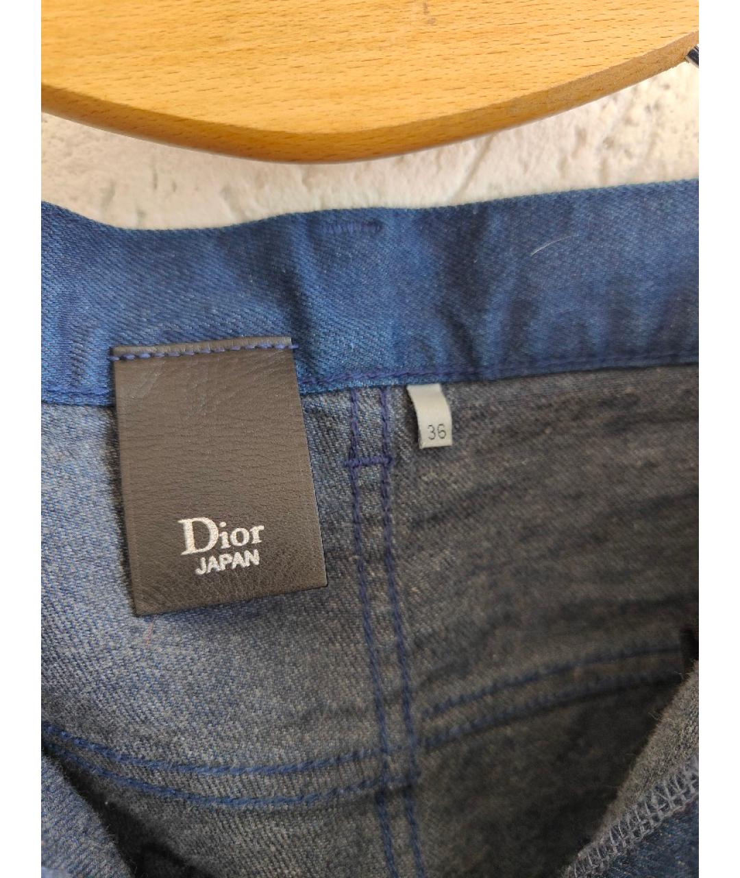 DIOR HOMME Темно-синие хлопко-полиэстеровые прямые джинсы, фото 6