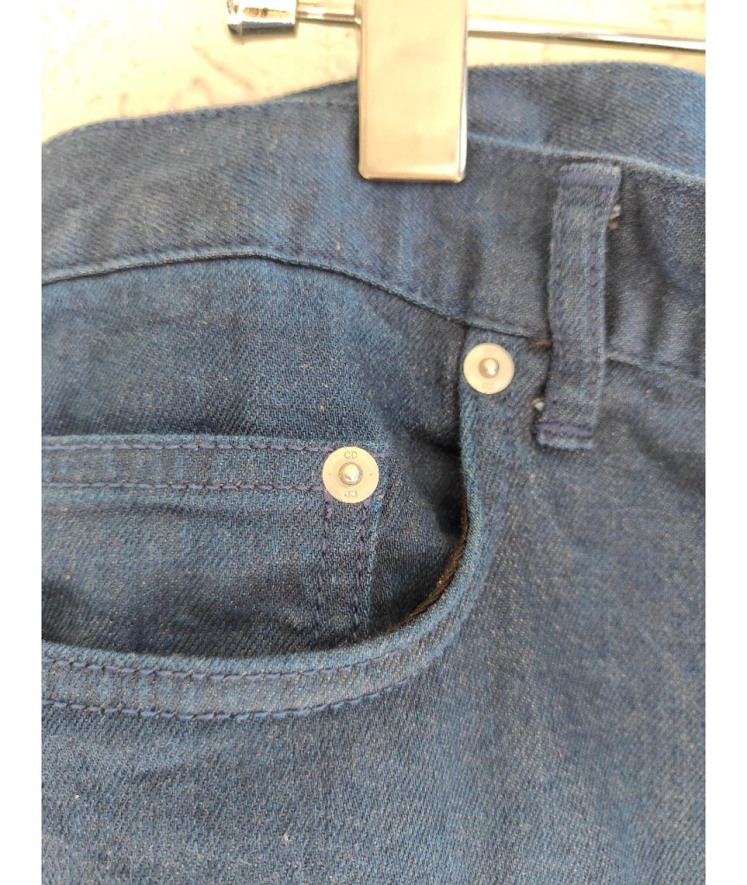 DIOR HOMME Темно-синие хлопко-полиэстеровые прямые джинсы, фото 8