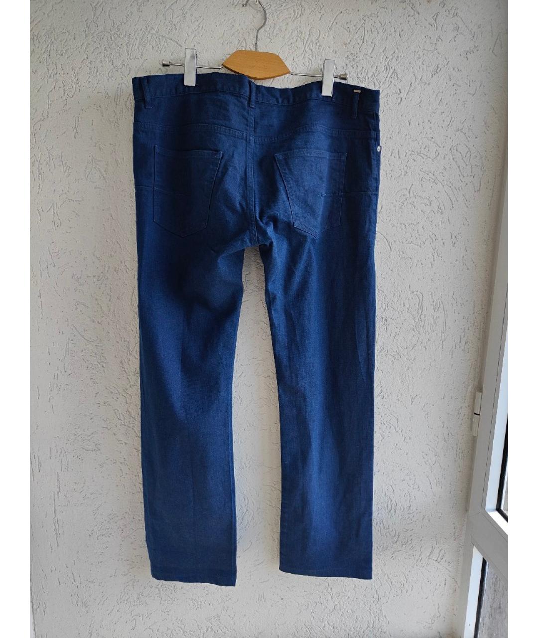 DIOR HOMME Темно-синие хлопко-полиэстеровые прямые джинсы, фото 4