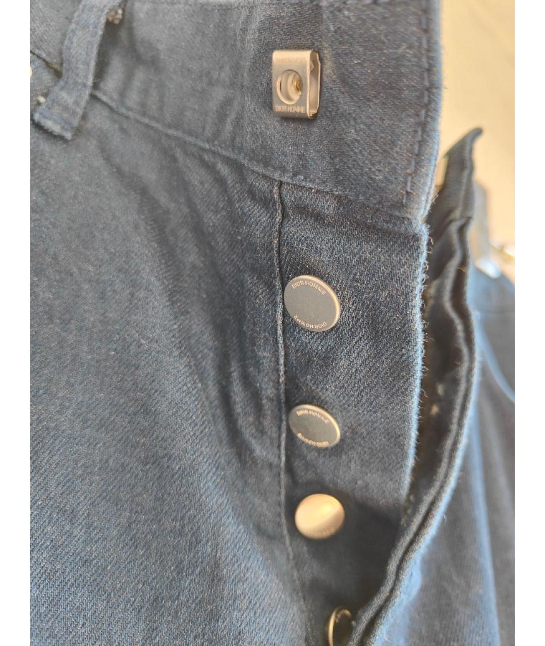 DIOR HOMME Темно-синие хлопко-полиэстеровые прямые джинсы, фото 5