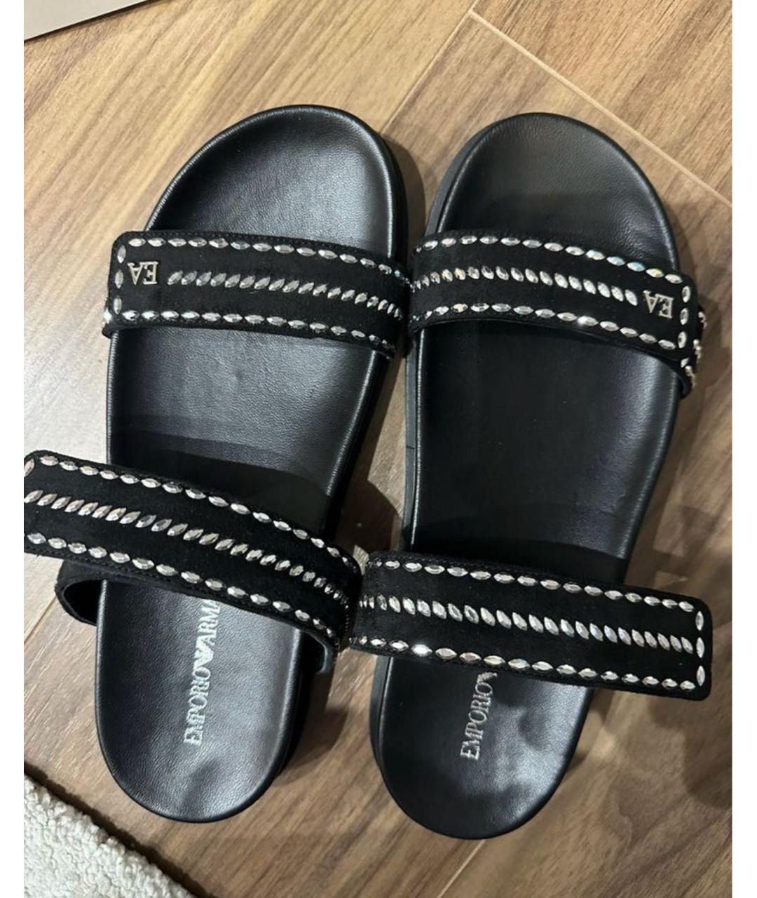 EMPORIO ARMANI Черные текстильные сандалии, фото 5