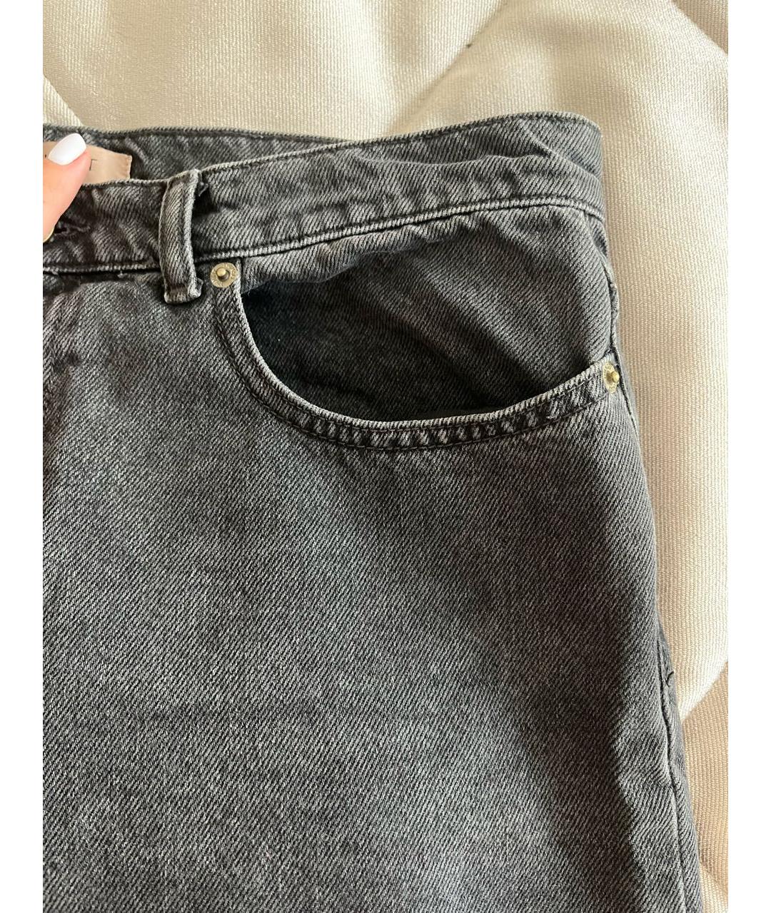 TWIN-SET Антрацитовые хлопко-полиэстеровые прямые джинсы, фото 4