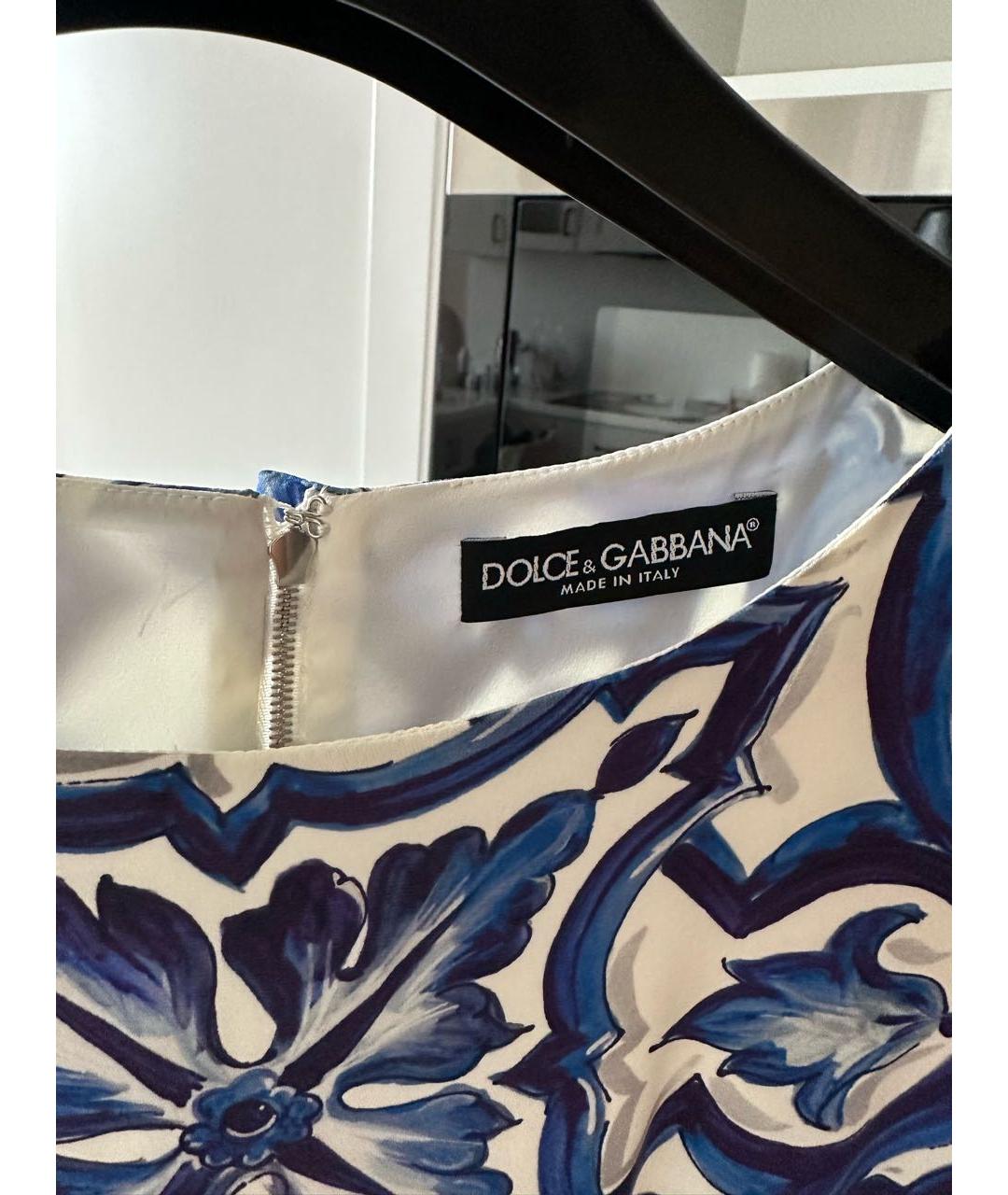 DOLCE&GABBANA Синее шелковое коктейльное платье, фото 3