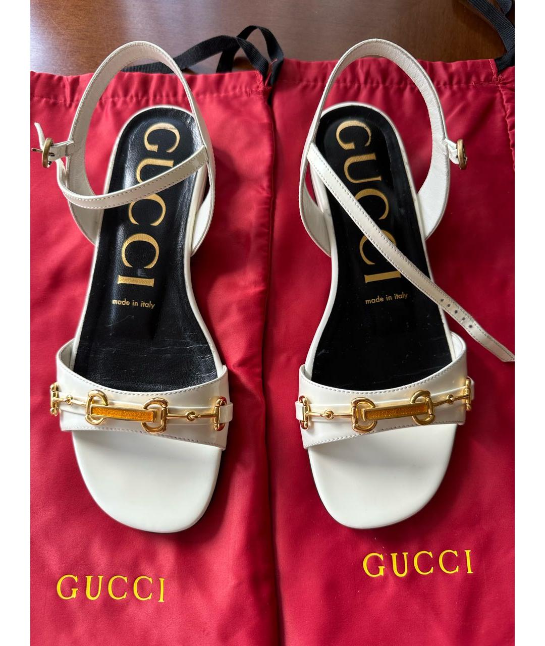 GUCCI Бежевые кожаные сандалии, фото 2