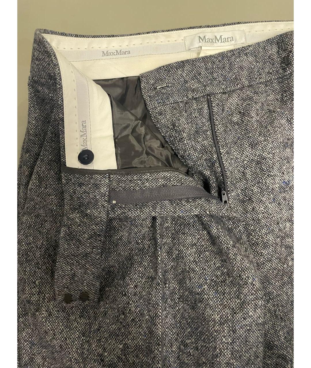 MAX MARA Серые шерстяные брюки узкие, фото 3
