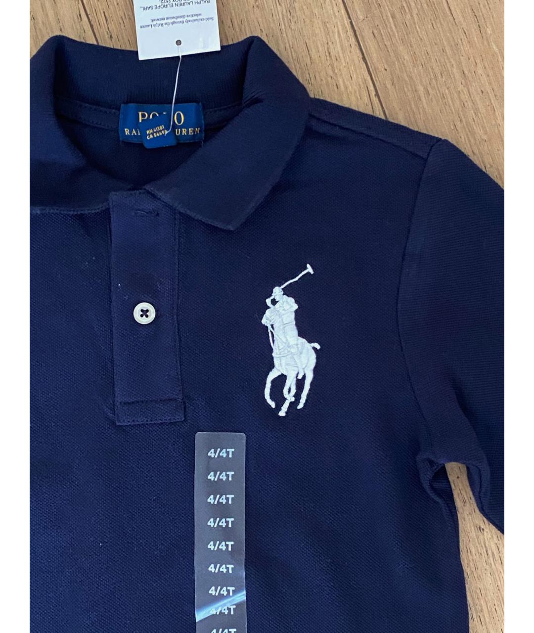 POLO RALPH LAUREN Темно-синяя хлопковая детская рубашка, фото 2