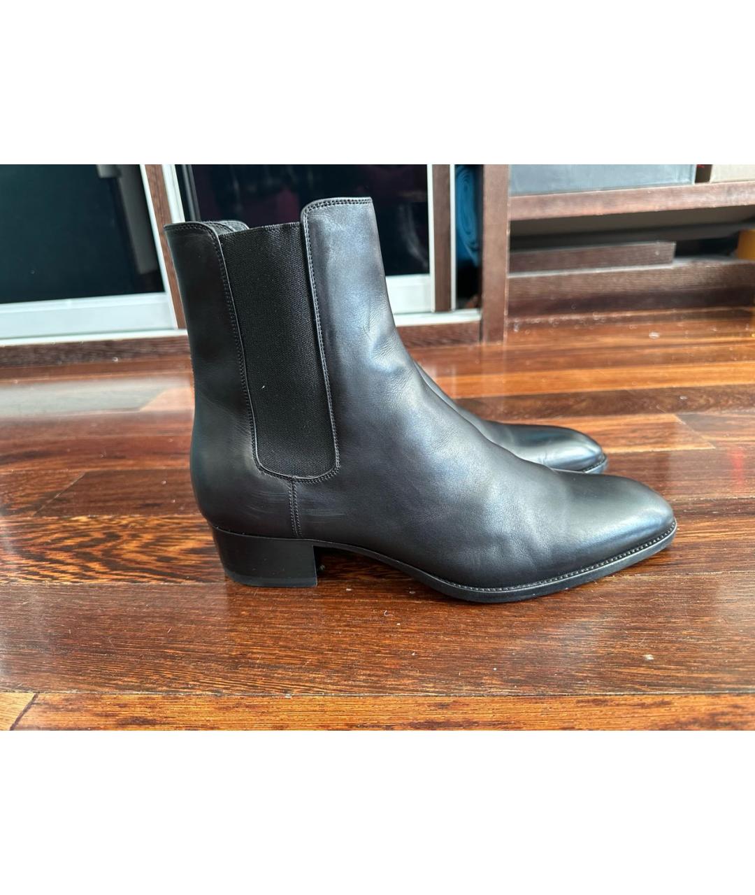 SAINT LAURENT Черные кожаные высокие ботинки, фото 6