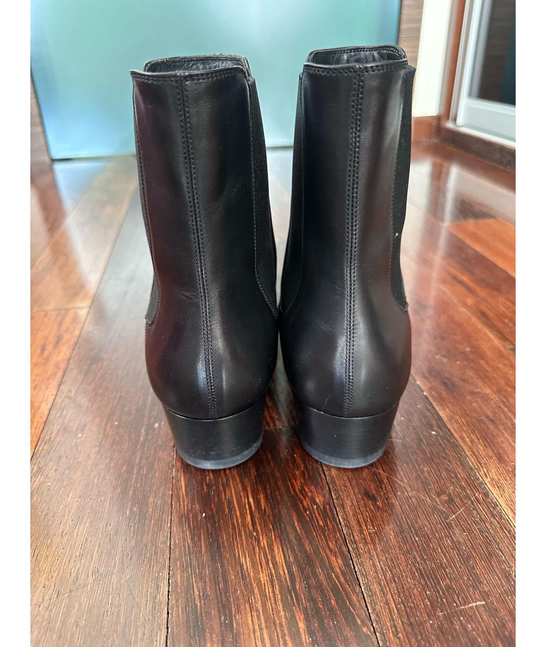 SAINT LAURENT Черные кожаные высокие ботинки, фото 4