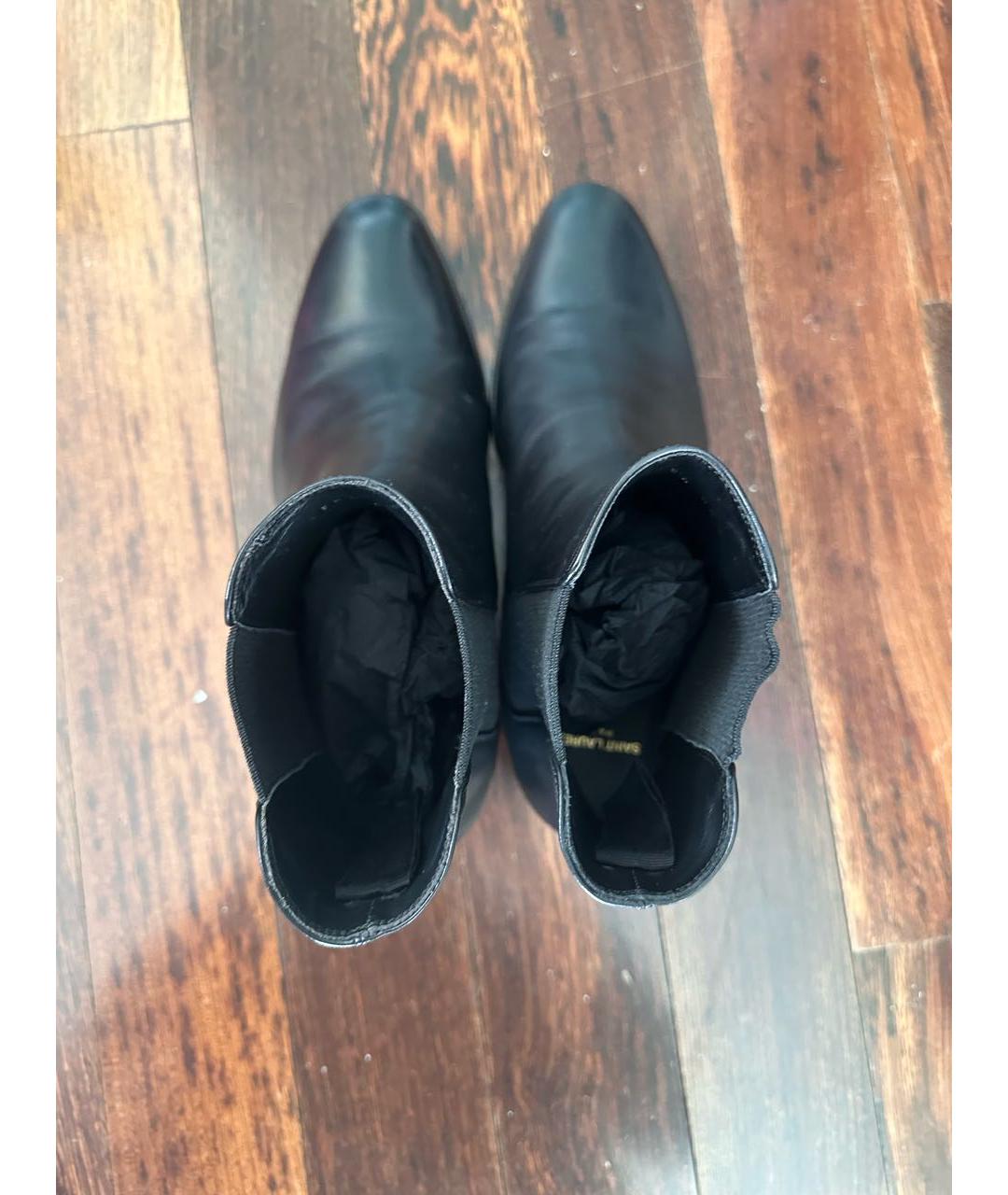 SAINT LAURENT Черные кожаные высокие ботинки, фото 3