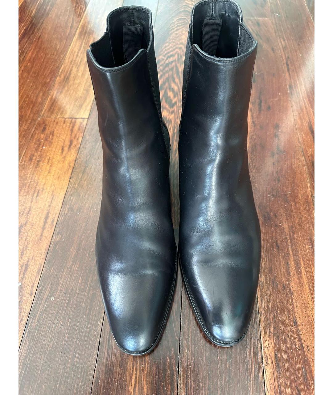 SAINT LAURENT Черные кожаные высокие ботинки, фото 2