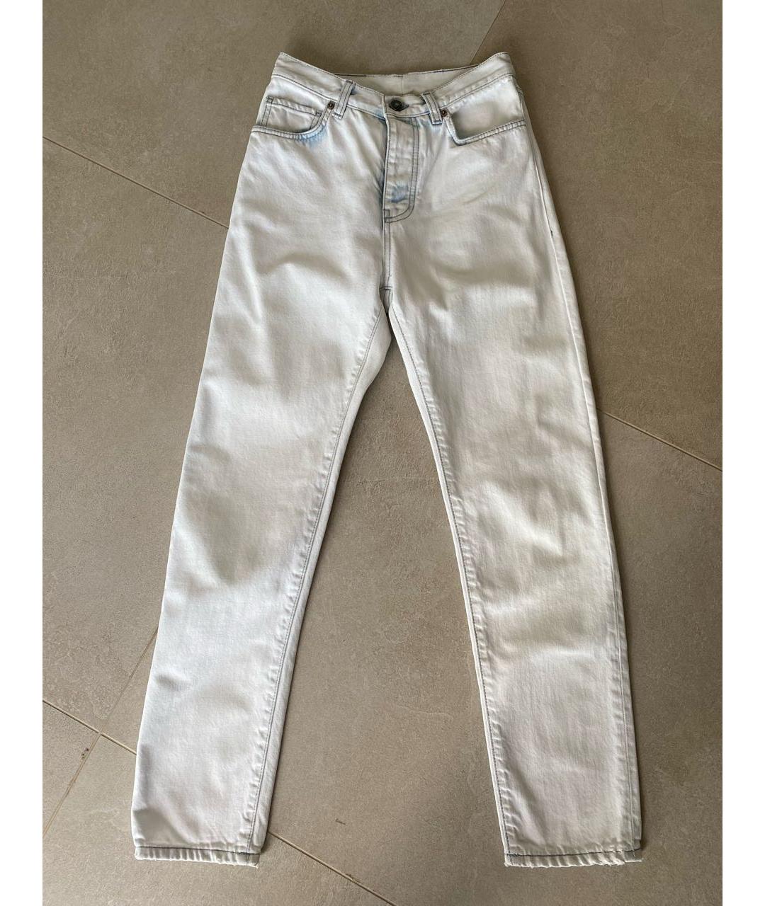 GAELLE BONHEUR Белые хлопковые прямые джинсы, фото 7