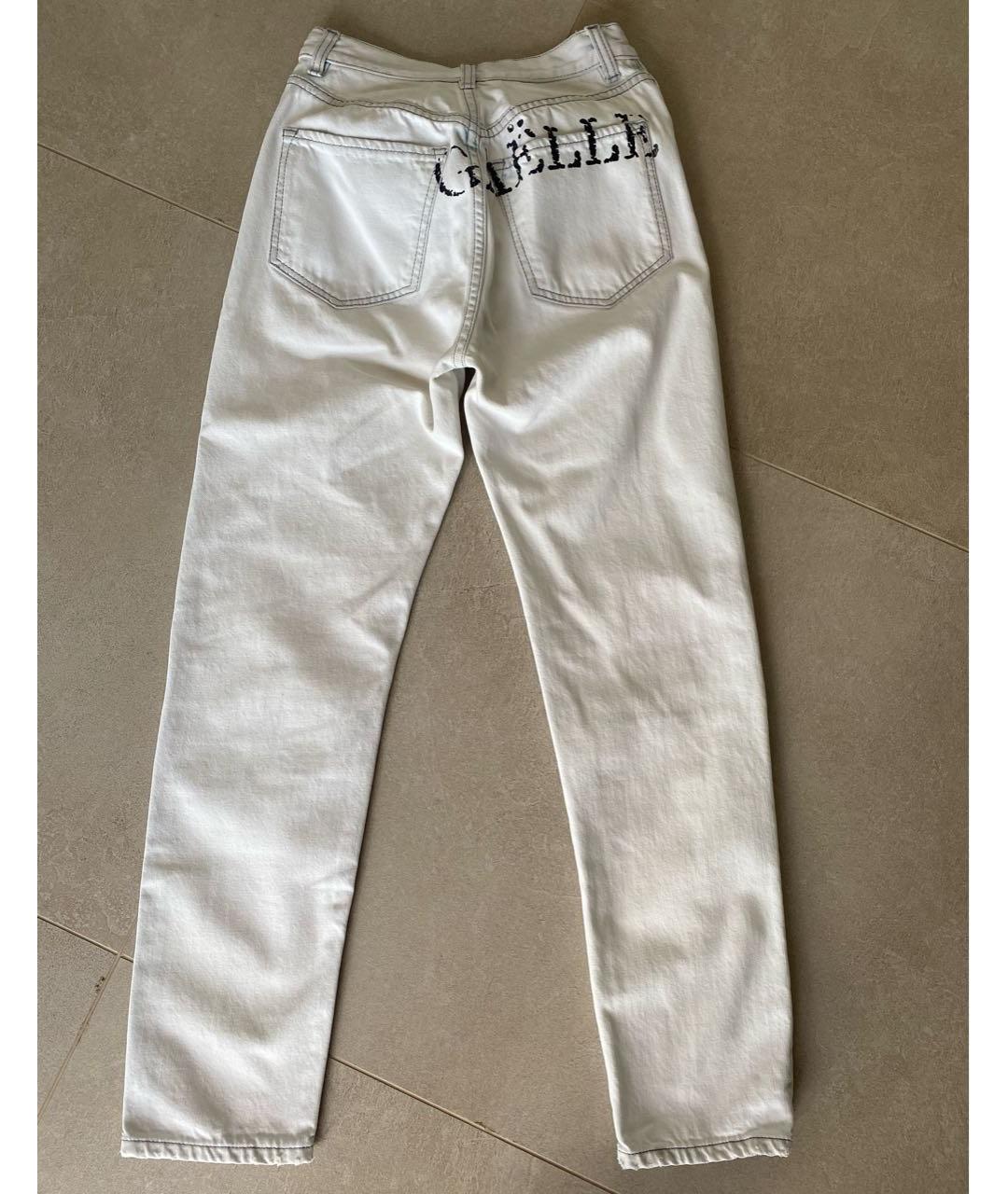 GAELLE BONHEUR Белые хлопковые прямые джинсы, фото 4