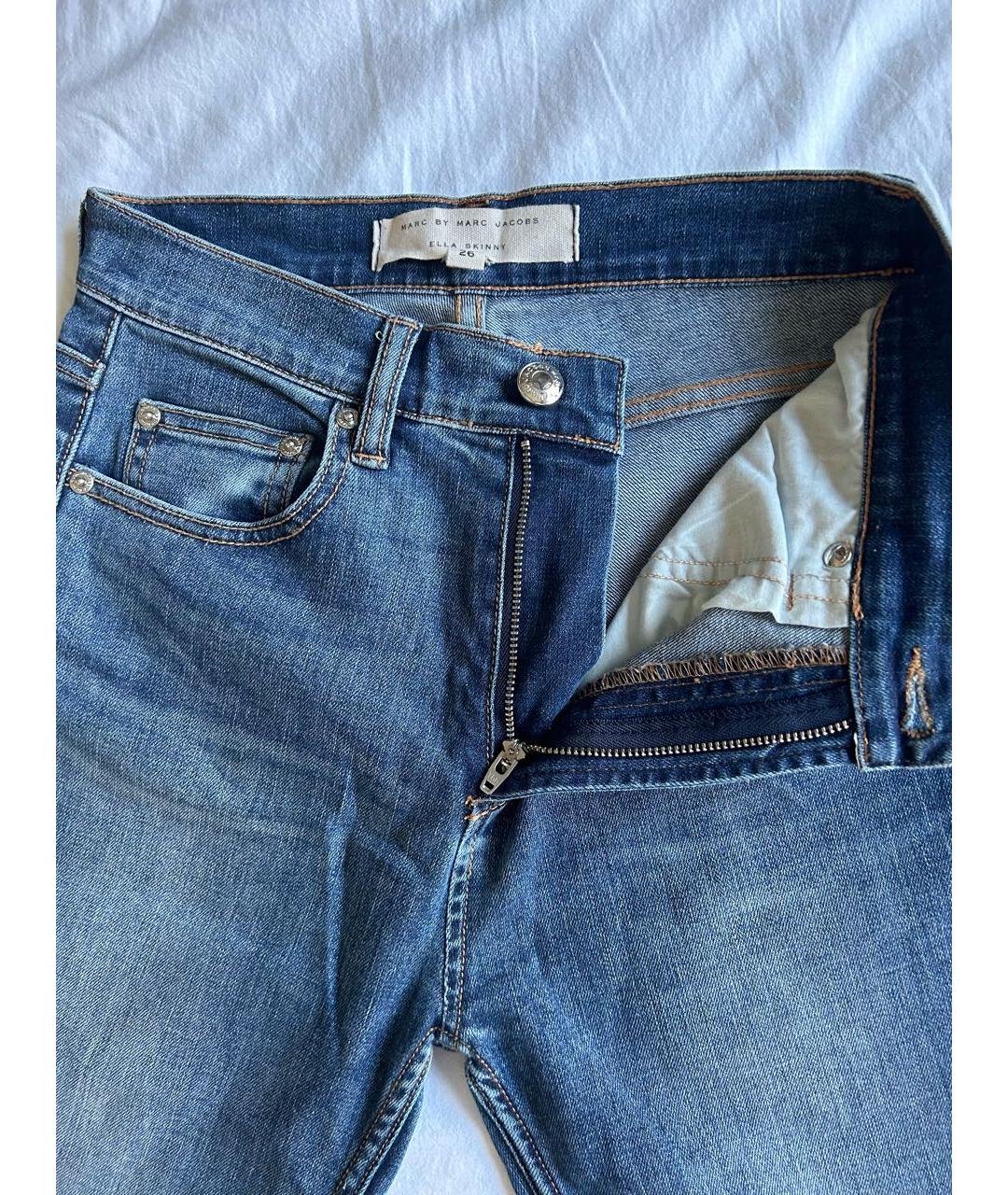 MARC BY MARC JACOBS Синие хлопко-полиэстеровые джинсы слим, фото 5