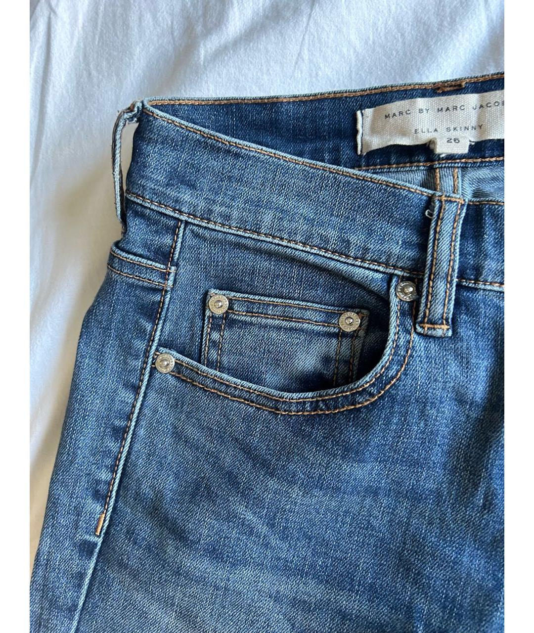 MARC BY MARC JACOBS Синие хлопко-полиэстеровые джинсы слим, фото 4