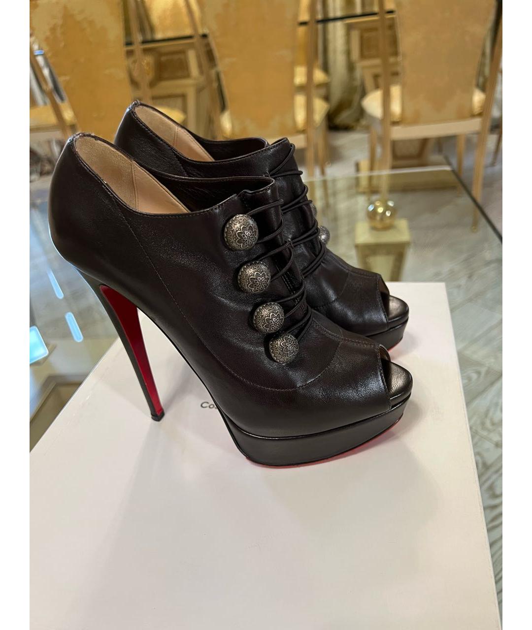 CHRISTIAN LOUBOUTIN Коричневые кожаные ботильоны, фото 3