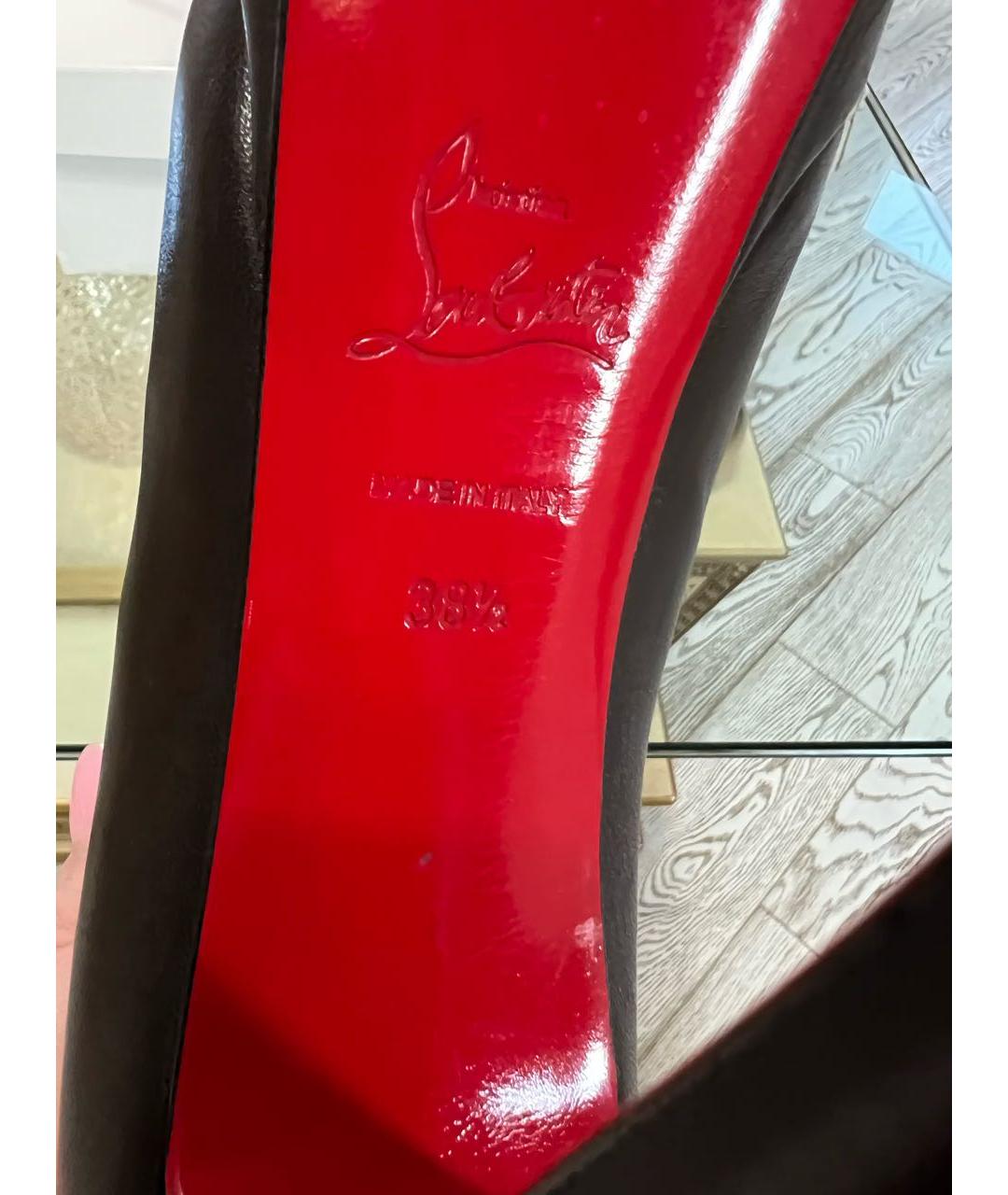 CHRISTIAN LOUBOUTIN Коричневые кожаные ботильоны, фото 5