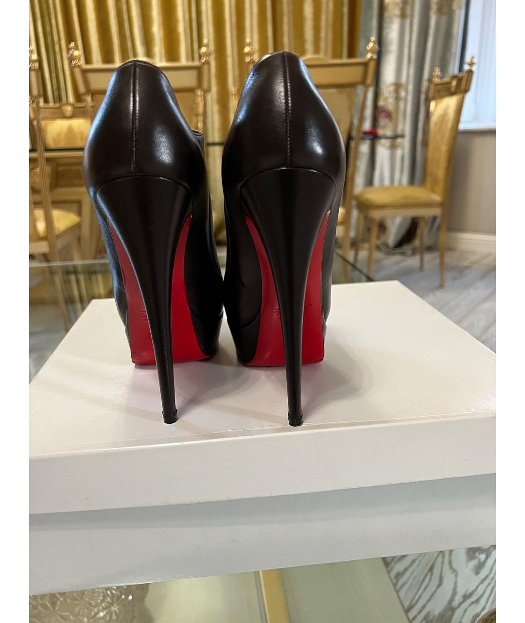 CHRISTIAN LOUBOUTIN Коричневые кожаные ботильоны, фото 4