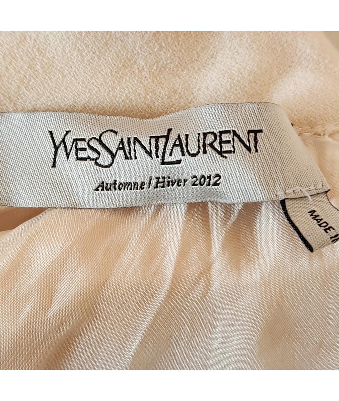 SAINT LAURENT Белое шерстяное коктейльное платье, фото 4