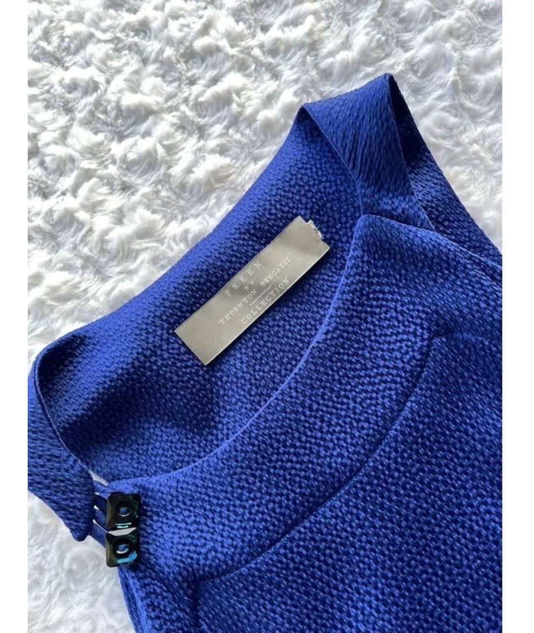 PREEN BY THORNTON BREGAZZI Синее шелковое коктейльное платье, фото 5