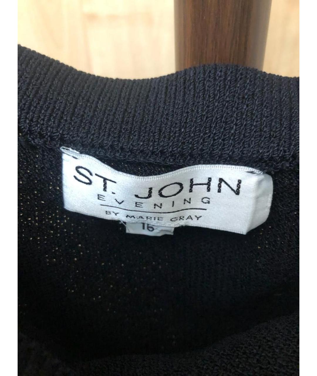 ST. JOHN Черная шерстяная юбка миди, фото 3