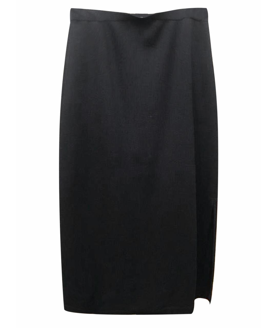 ST. JOHN Черная шерстяная юбка миди, фото 1