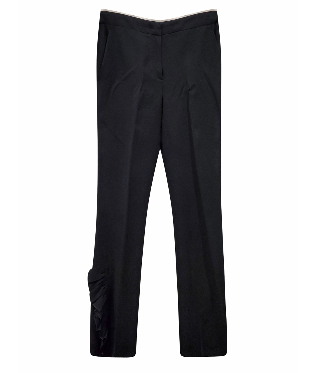 NO. 21 Черные полиамидовые прямые брюки, фото 1