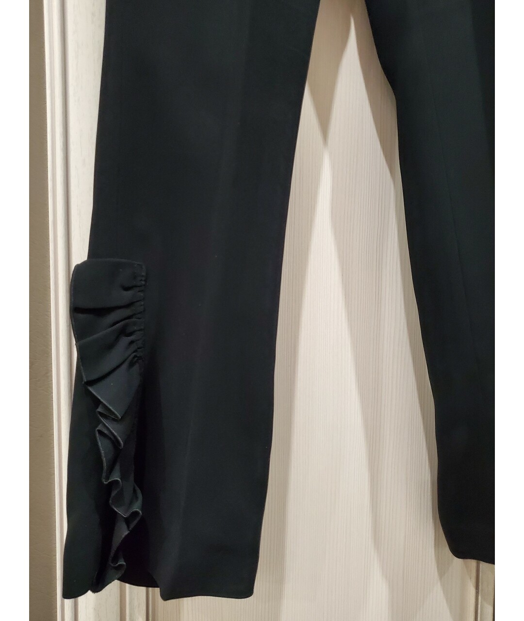 NO. 21 Черные полиамидовые прямые брюки, фото 2