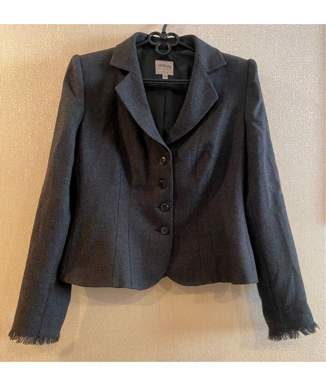 ARMANI COLLEZIONI Серый шерстяной жакет/пиджак, фото 9