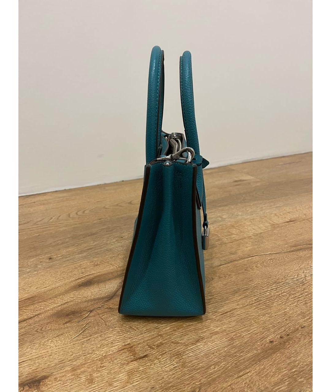 MICHAEL KORS Бирюзовая кожаная сумка с короткими ручками, фото 2