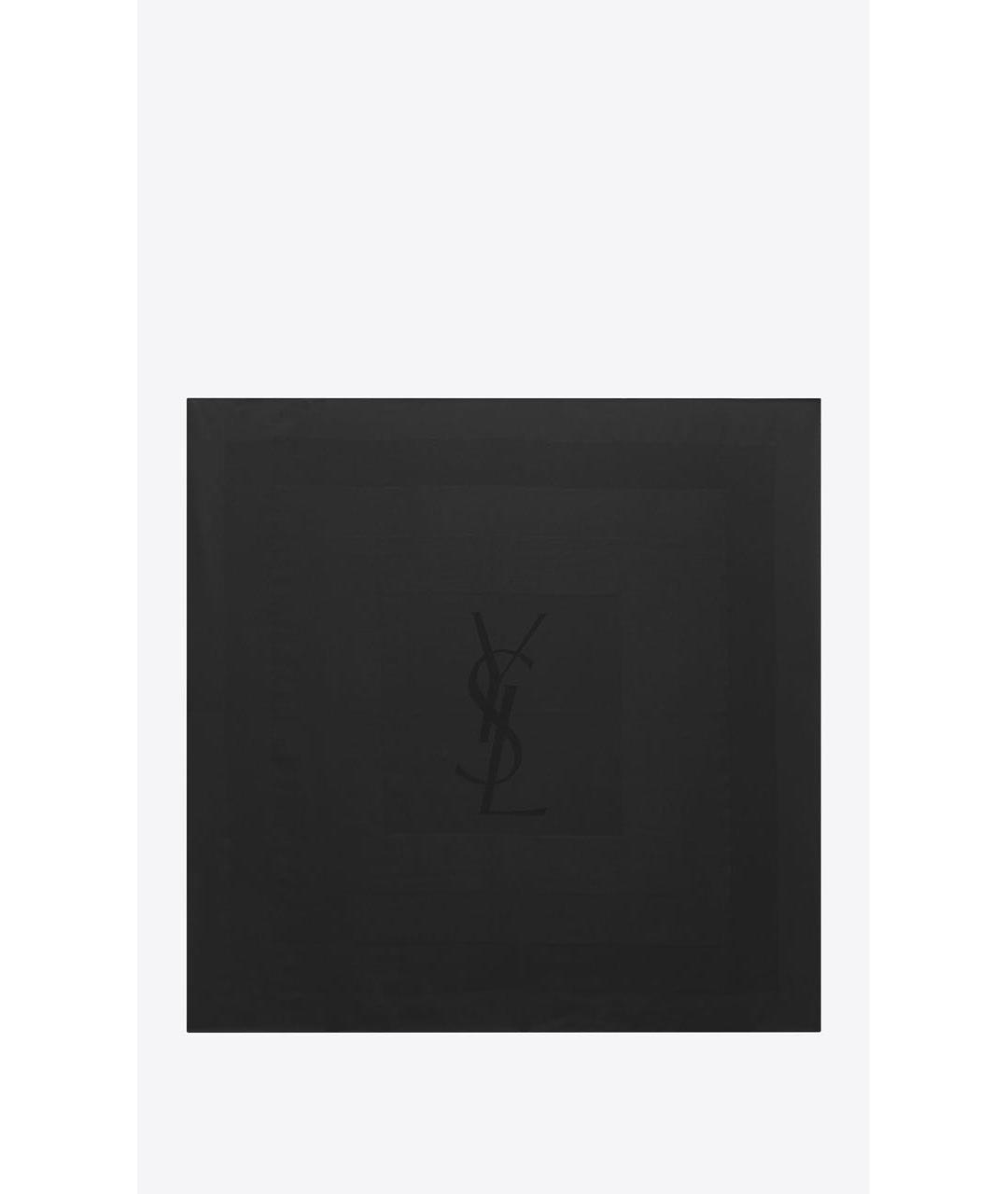 SAINT LAURENT Черный шелковый платок, фото 5