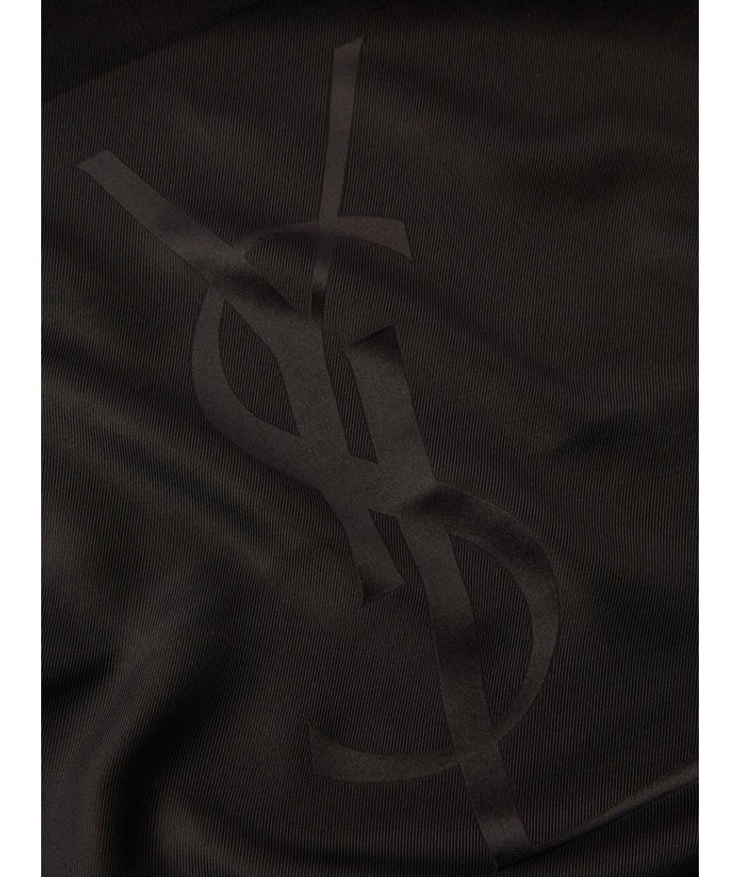 SAINT LAURENT Черный шелковый платок, фото 3