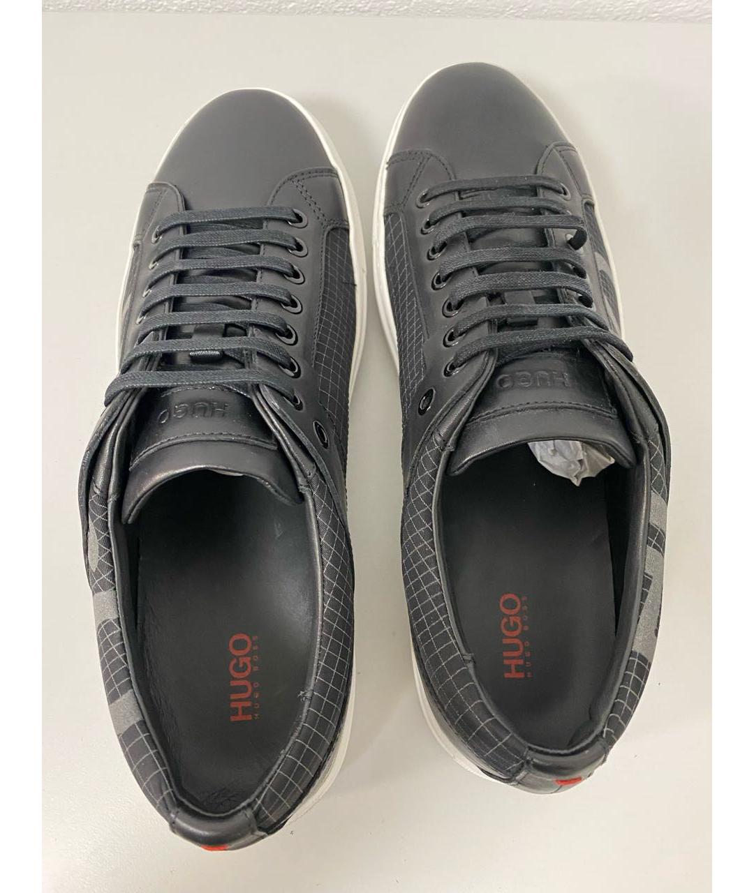 HUGO BOSS Черные кожаные низкие кроссовки / кеды, фото 3