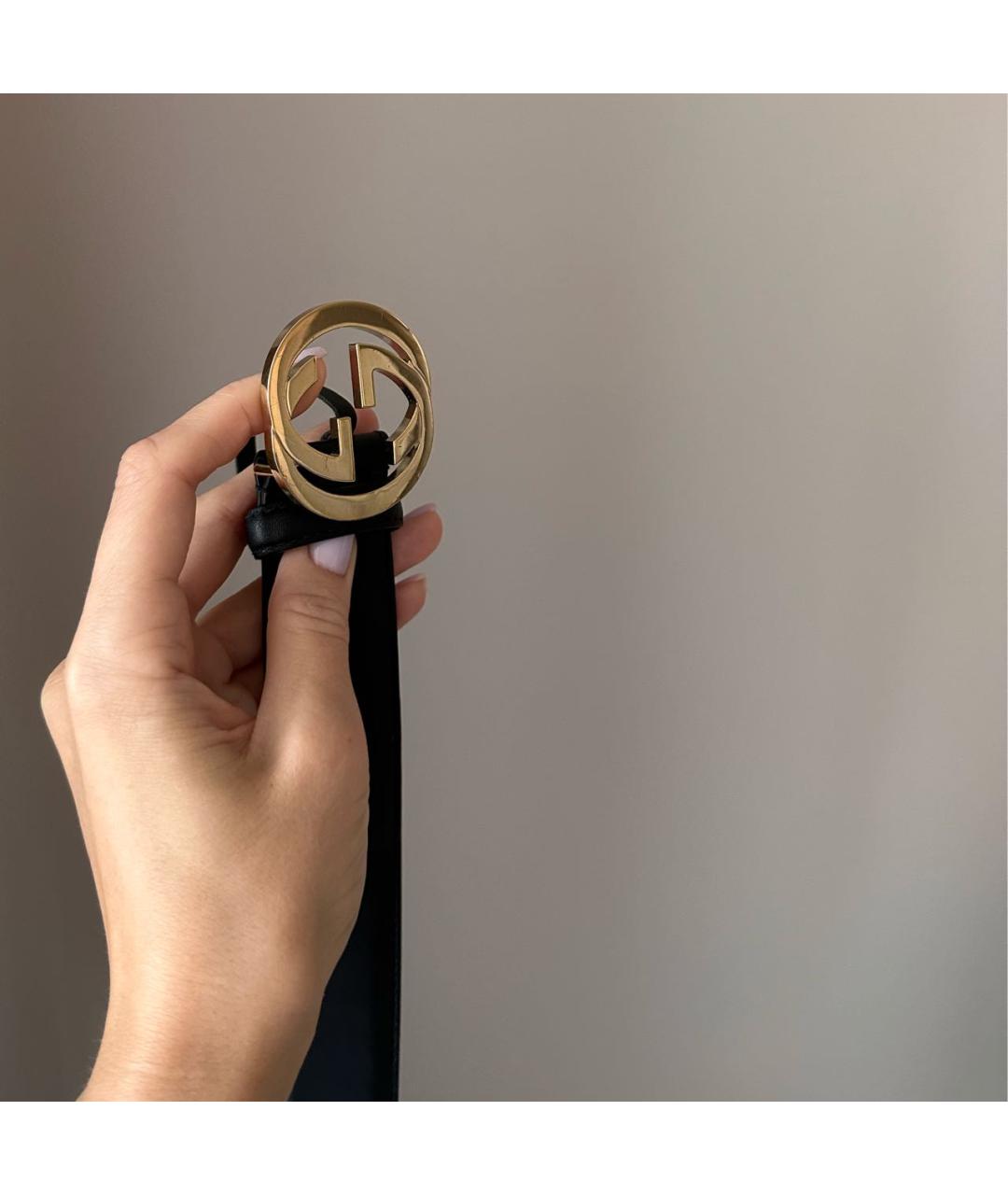 GUCCI Черный кожаный ремень, фото 4