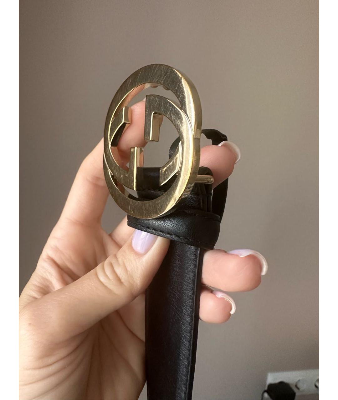 GUCCI Черный кожаный ремень, фото 5