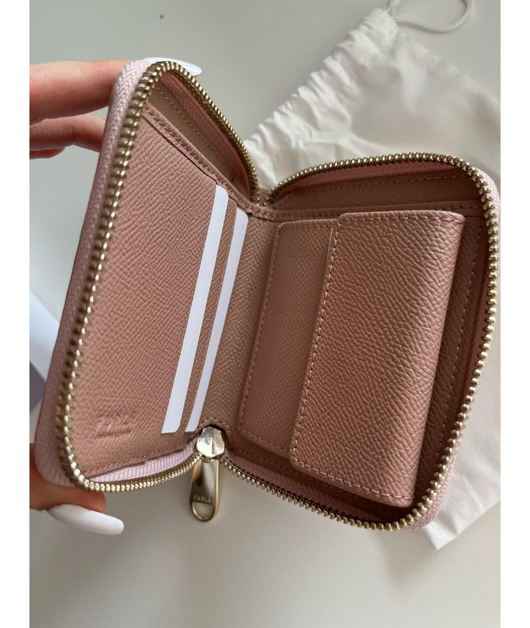 FURLA Розовый кожаный кошелек, фото 5