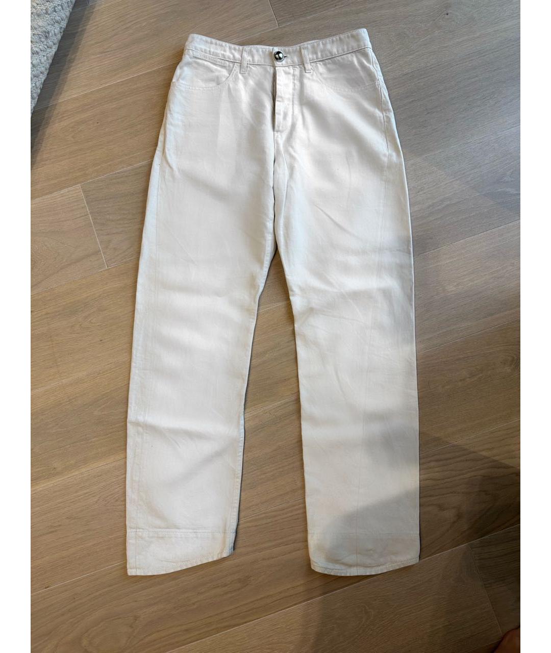 JIL SANDER Белые хлопко-леновые прямые джинсы, фото 5