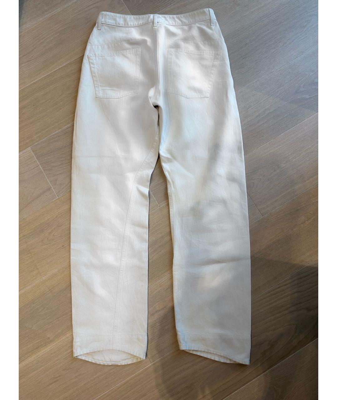 JIL SANDER Белые хлопко-леновые прямые джинсы, фото 2