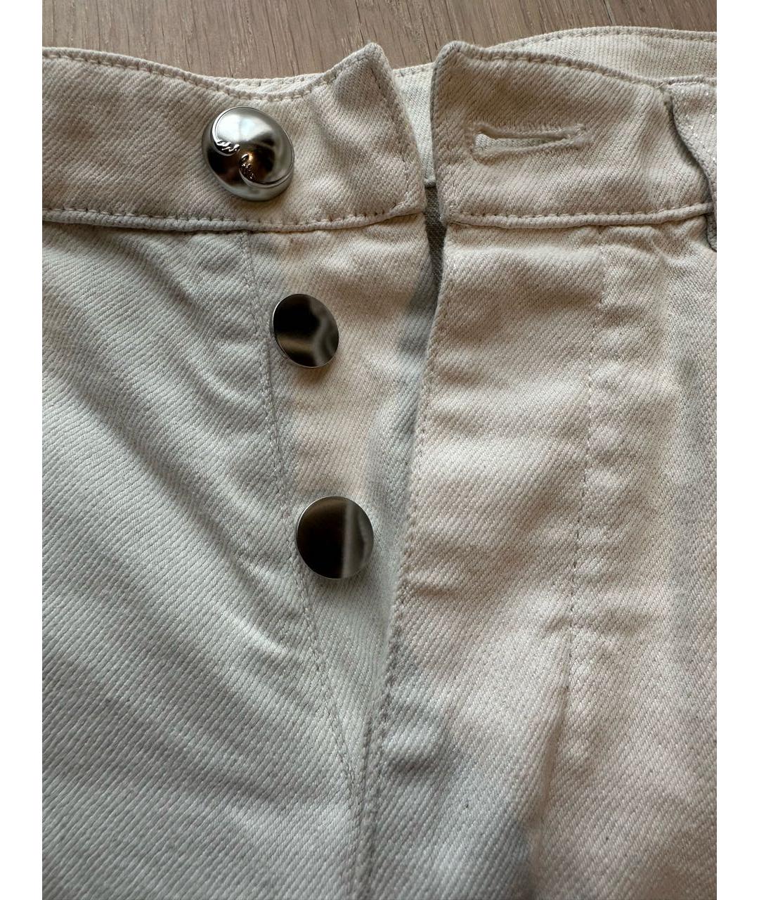 JIL SANDER Белые хлопко-леновые прямые джинсы, фото 3