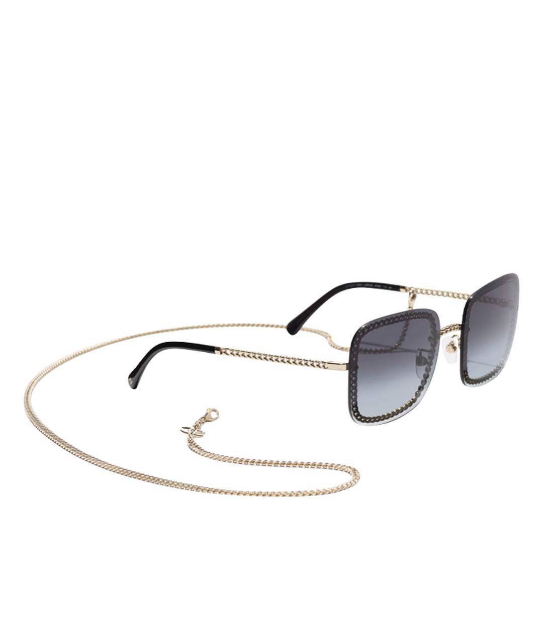 CHANEL Золотые металлические солнцезащитные очки, фото 1
