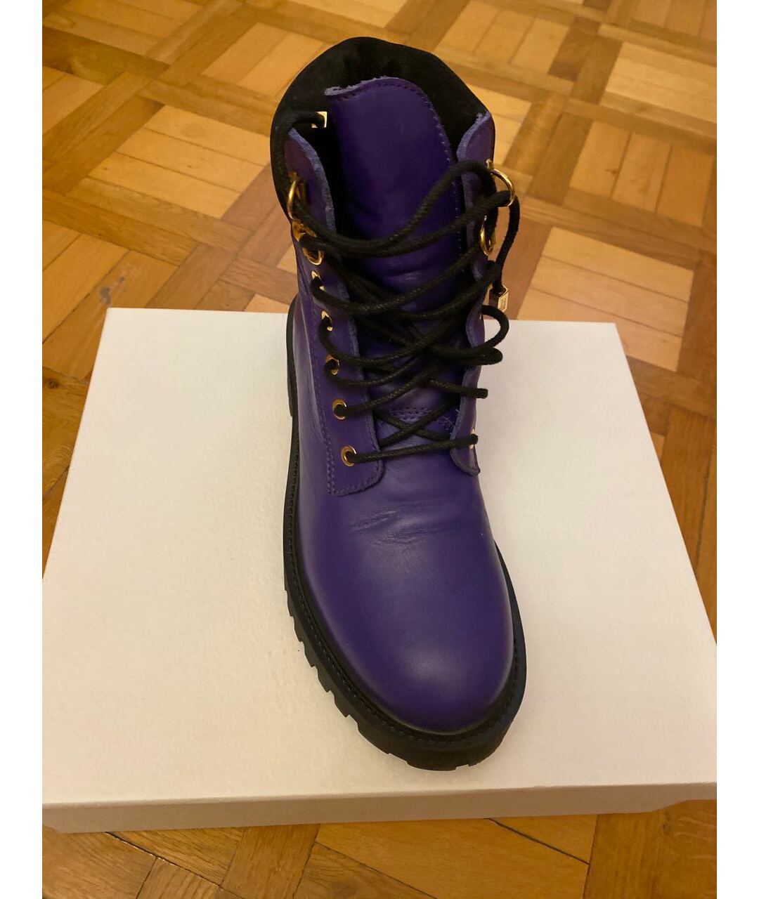 MOSCHINO Фиолетовые кожаные ботинки, фото 4