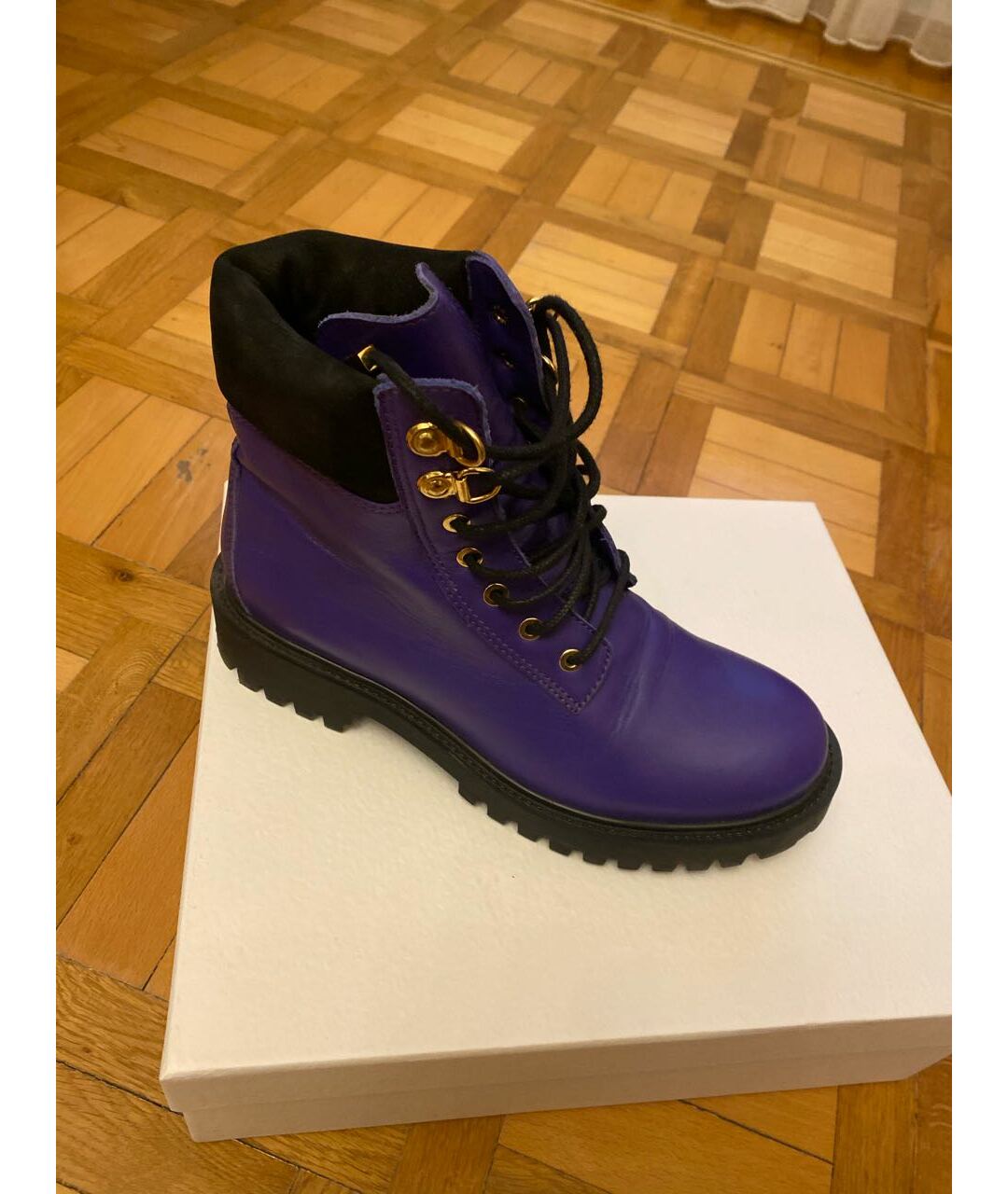 MOSCHINO Фиолетовые кожаные ботинки, фото 2