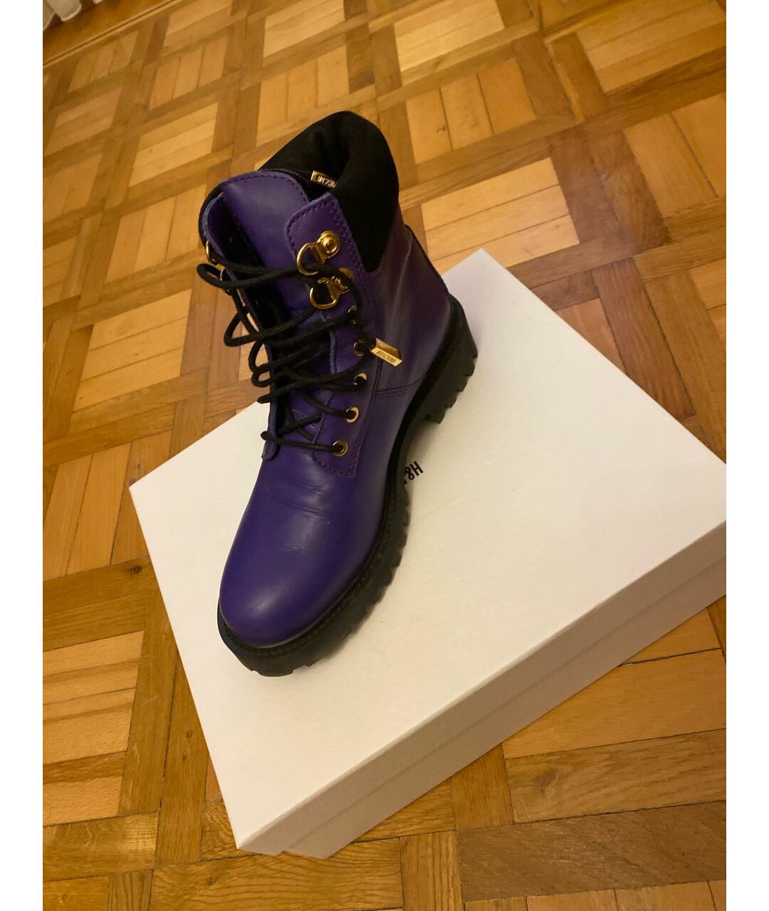 MOSCHINO Фиолетовые кожаные ботинки, фото 3