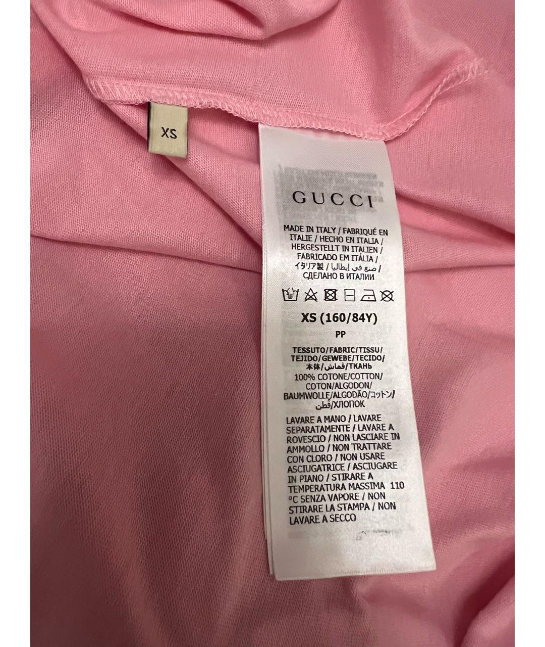 GUCCI Розовая хлопковая футболка, фото 5